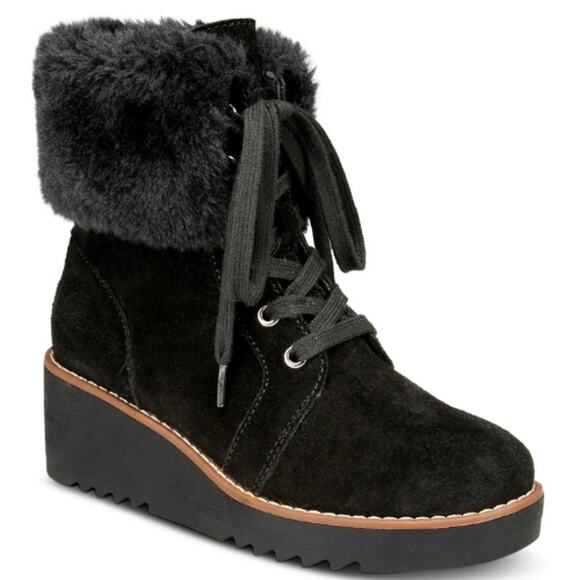 Style&Co Shoes - Style & Co Women's Iggyy Lace-Up Wedge Boots in Black NEW Size 8